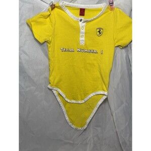 Yellow Ferrari Baby Bodysuit/ Lightweight Team Number 1